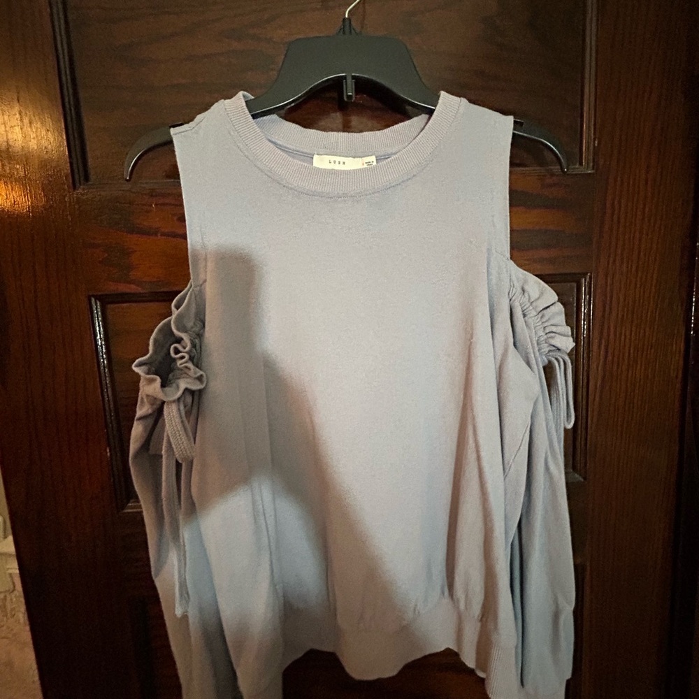 Lush BlueSleeveless Ruffled cutout sweatshirt